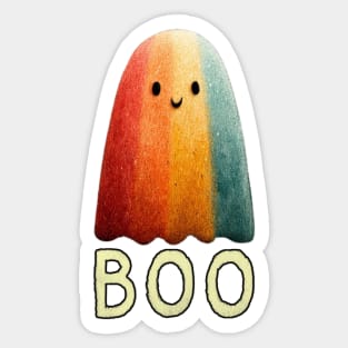 BOO! Cute Retro Ghost Tee for Halloween or Everyday Haunts Sticker